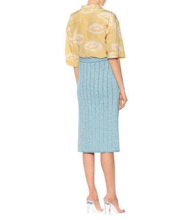 Shop Marc Jacobs Glitter Knit Pencil Skirt In Blue