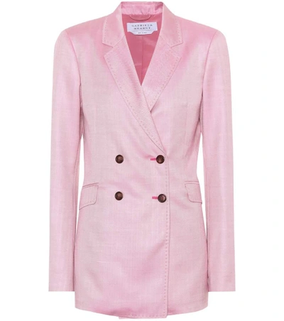 Shop Gabriela Hearst Miles Double-breasted Blazer In Pink