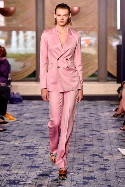 Shop Gabriela Hearst Miles Double-breasted Blazer In Pink