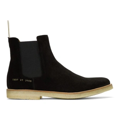 Shop Common Projects Black Suede Chelsea Boots In 3000 Black