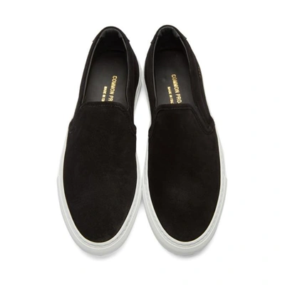 Shop Common Projects Black Suede Slip-on Sneakers In 7547 Black