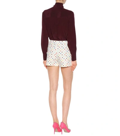 Shop Valentino Polka-dot Wool And Silk Shorts In White