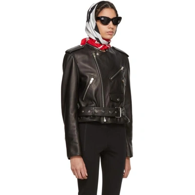 Shop Balenciaga Black Scarf Leather Jacket