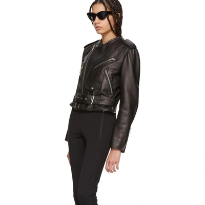 Shop Balenciaga Black Scarf Leather Jacket