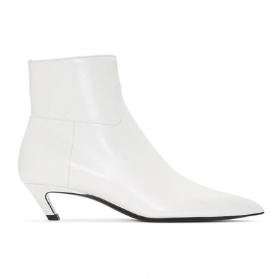 Shop Balenciaga White Slash Heel Boots In 9000 White