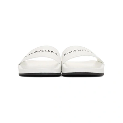 Shop Balenciaga White Logo Slides In 9061 White