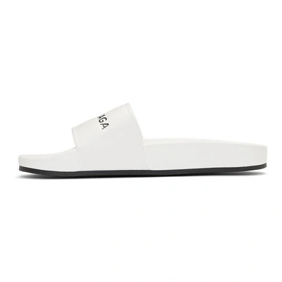 Shop Balenciaga White Logo Slides In 9061 White