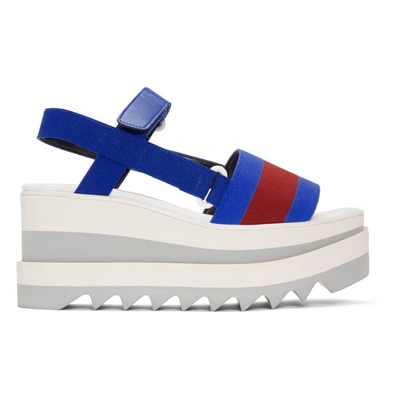 Shop Stella Mccartney Blue And Red Striped Platform Slide Sandals In 4376 Rbrrb/