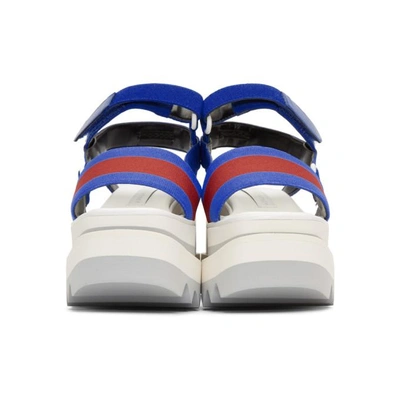 Shop Stella Mccartney Blue And Red Striped Platform Slide Sandals In 4376 Rbrrb/