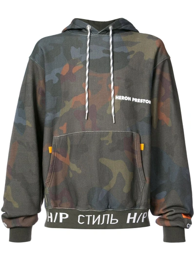 Shop Heron Preston Printed Camouflage Hoodie