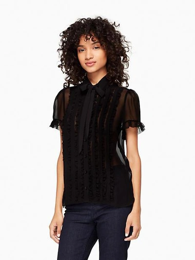 Shop Kate Spade Ruffle Chiffon Shirt In Black