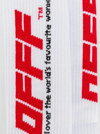 Shop Off-white Striped Logo Socks