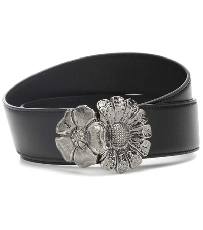 Shop Saint Laurent Embellished Leather Belt In Black