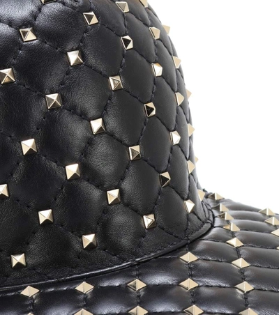 Shop Valentino Rockstud Spike Leather Cap In Black