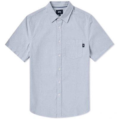 Shop Stussy Short Sleeve Frank Oxford Shirt In Blue