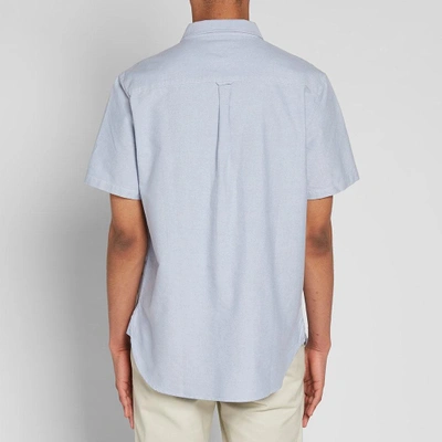 Shop Stussy Short Sleeve Frank Oxford Shirt In Blue