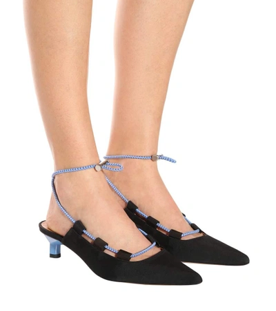 Shop Ganni Drawstring Ankle-strap Pumps In Black