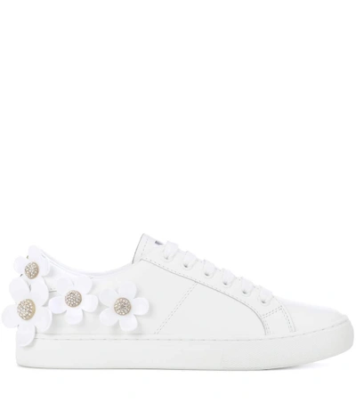 Shop Marc Jacobs Flower-embellished Leather Sneakers In White