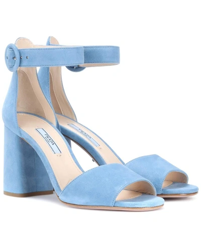 Shop Prada Suede Ankle-strap Sandals