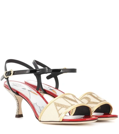 Shop Dolce & Gabbana Amore Leather And Snakeskin Sandals In Multicoloured