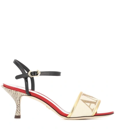 Shop Dolce & Gabbana Amore Leather And Snakeskin Sandals In Multicoloured