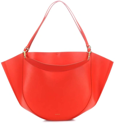 Shop Wandler Mia Leather Tote In Red