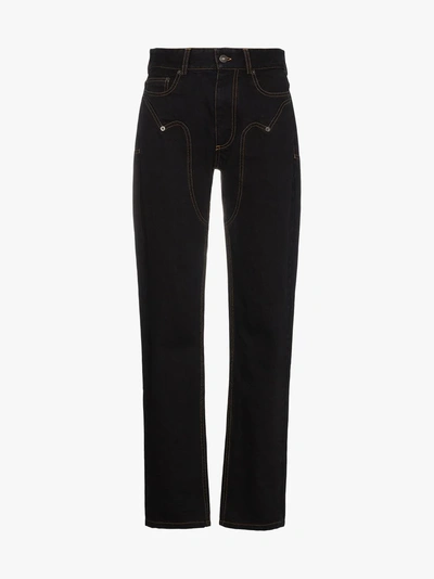 Shop Y/project Y / Project High Waisted Jeans With Chaps In Black