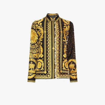 Shop Versace Barocco Fw 91 Silk Shirt In Black