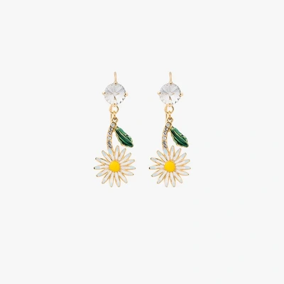 Shop Miu Miu Daisy Earrings With Crystals In Multicolour