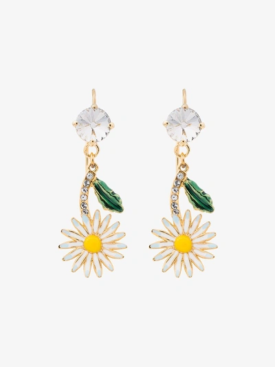 Shop Miu Miu Daisy Earrings With Crystals In Multicolour