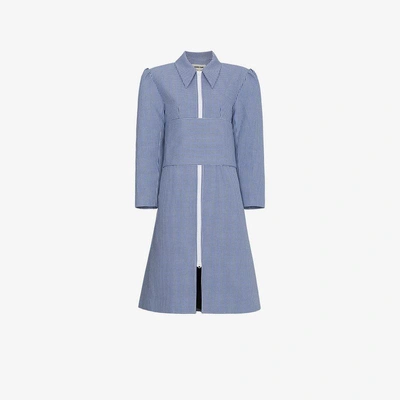 Shop Shushu-tong Shushu/tong Gingham Belted Coat In Blue