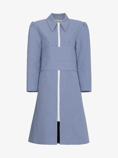 Shop Shushu-tong Shushu/tong Gingham Belted Coat In Blue