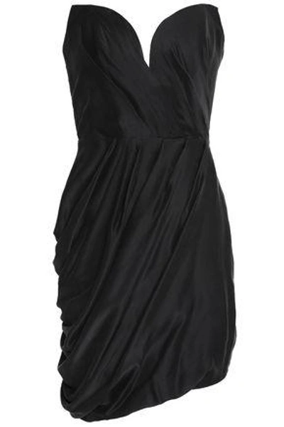 Shop Zimmermann Woman Wrap-effect Washed-silk Mini Dress Black