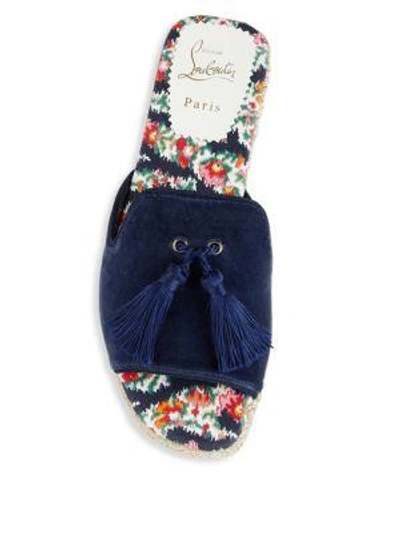 Shop Christian Louboutin Pacha Flat Sandals In Multi Navy