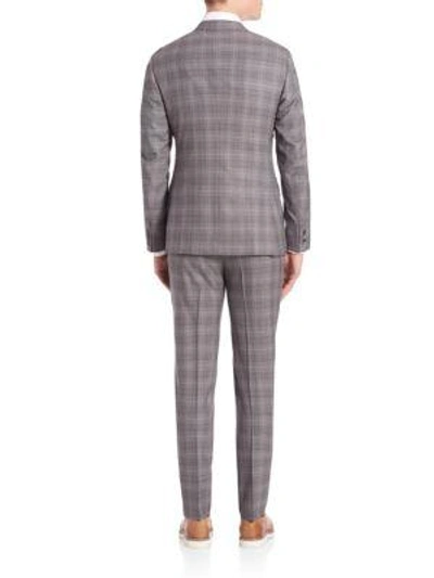 Shop Isaia Plaid Two-button Wool Suit In Dark Grey