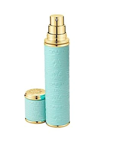 Shop Creed Pocket Leather & Gold-tone Bottle Atomizer In Turquoise