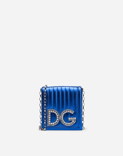 Shop Dolce & Gabbana Dg Girls Cross-body Bag In Quilted Mordoré Nappa Leather In Blue