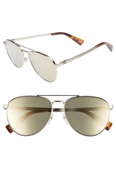 Shop Marc Jacobs 59mm Mirrored Aviator Sunglasses - Dark Ruthenium/ Green
