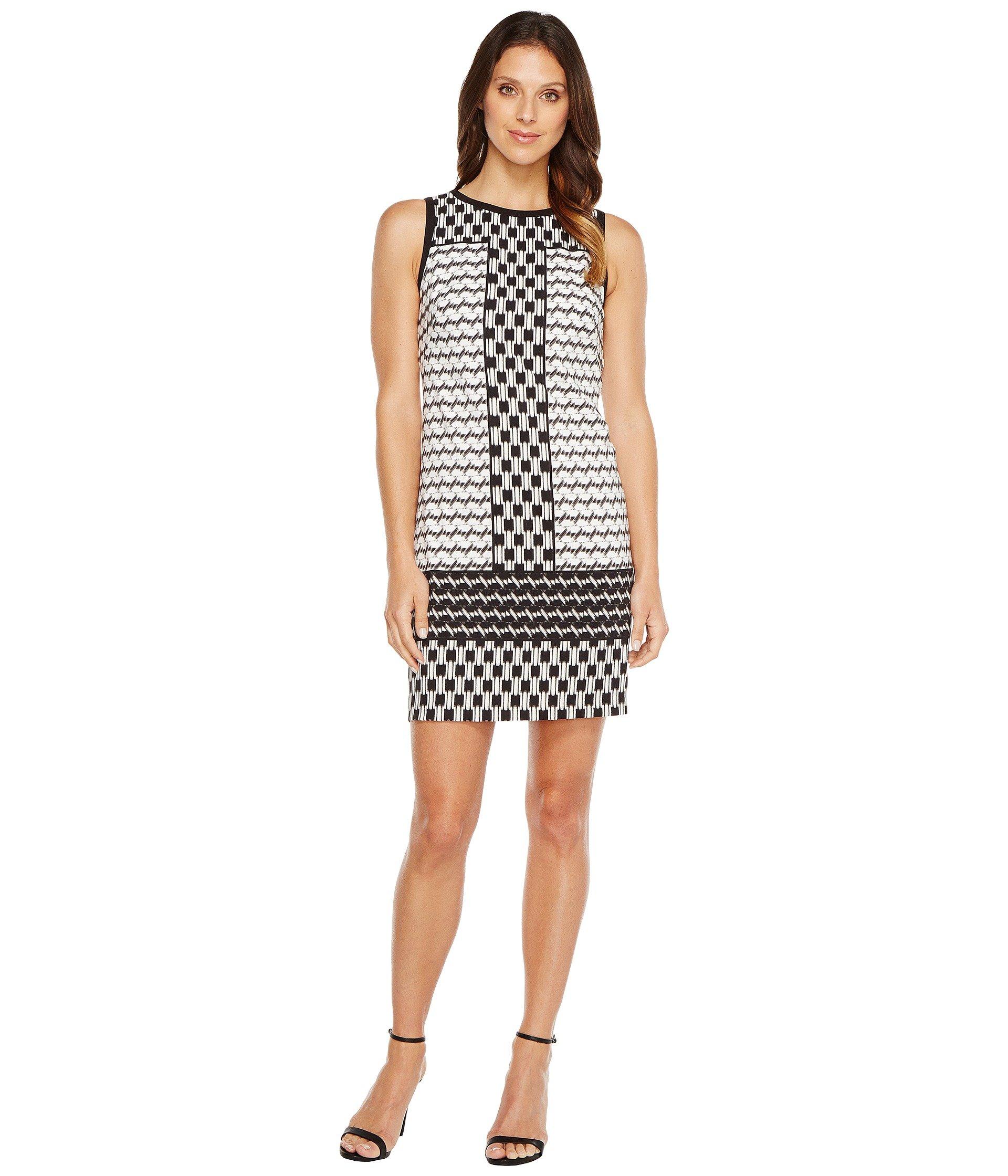 black white shift dress