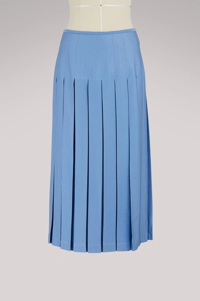 Shop Victoria Beckham Pleated Midi Skirt In Oxford Blue