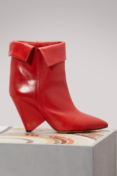 Shop Isabel Marant Luliana Leather Ankle Boots In Red