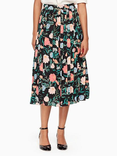 Shop Kate Spade Blossom Pleated Skirt In Black