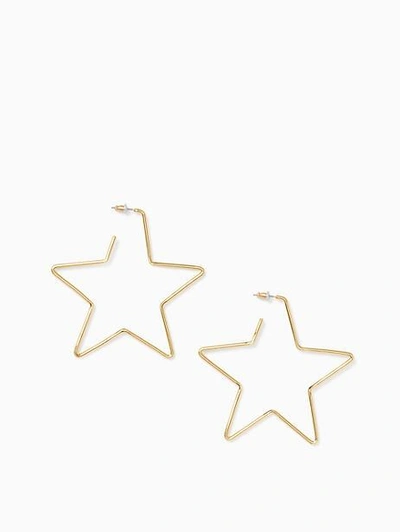 Shop Kate Spade Scrunched Scallops Star Large Hoops In Gold
