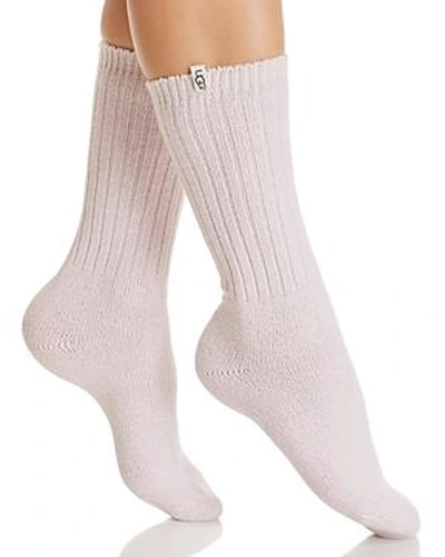 Shop Ugg Rib Knit Crew Socks In Lavendar Fog