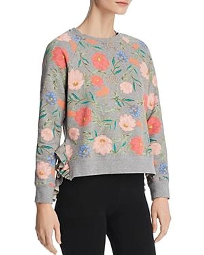 Shop Kate Spade New York Blossom Cropped Sweater In Flint Heather
