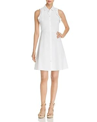 Shop Kate Spade New York Sleeveless Ruffle-trimmed Shirt Dress In Fresh White