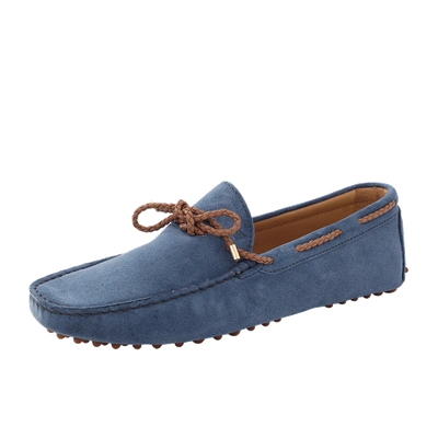 Shop Bobbies L'orfevre Suede Loafer In Bleu