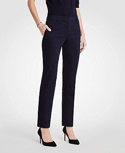 Shop Ann Taylor The Ankle Pant In Cotton Sateen - Curvy Fit In Navy Blue