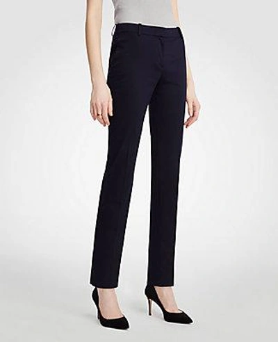 Shop Ann Taylor The Ankle Pant In Cotton Sateen In Navy Blue