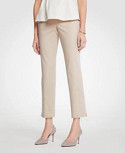 Shop Ann Taylor The Petite Ankle Pant In Cotton Sateen - Curvy Fit In Pearl Blush
